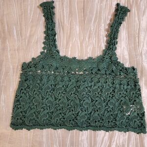 Staring At Stars Hippie Vibes Green Crocheted Women’s Tank Size Medium